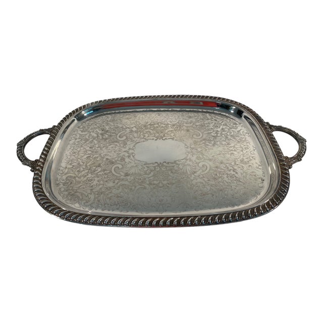 1970s Leonard Silverplate Oblong Footed Platter or Tray For Sale