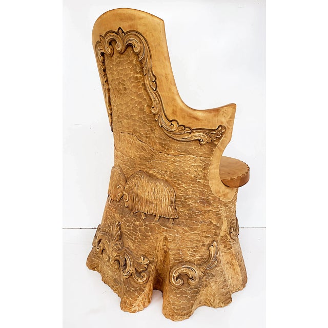 Scandinavian Hand-Carved Kubbestol Chair, Norway or Denmark For Sale - Image 9 of 13