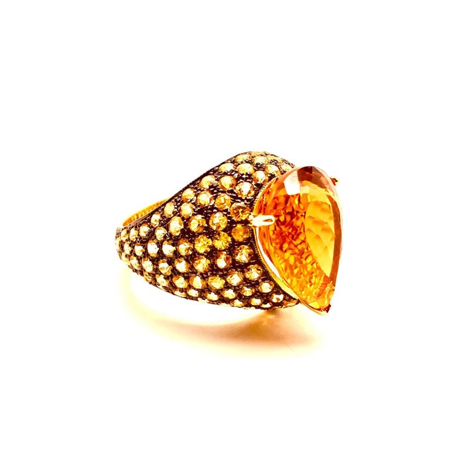 Bochic "Orient" Vintage Yellow Sapphire & Citrine Ring Set In 18K Gold & Silver For Sale In New York - Image 6 of 18