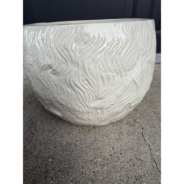 White Pair Vintage Ceramic Monkey Head Planters Signed Biblicoff MCM Hollywood Regency For Sale - Image 8 of 11