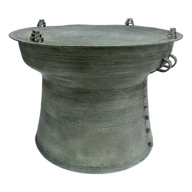 Antique Southeast Asian Bronze Rain Drum Side Table For Sale