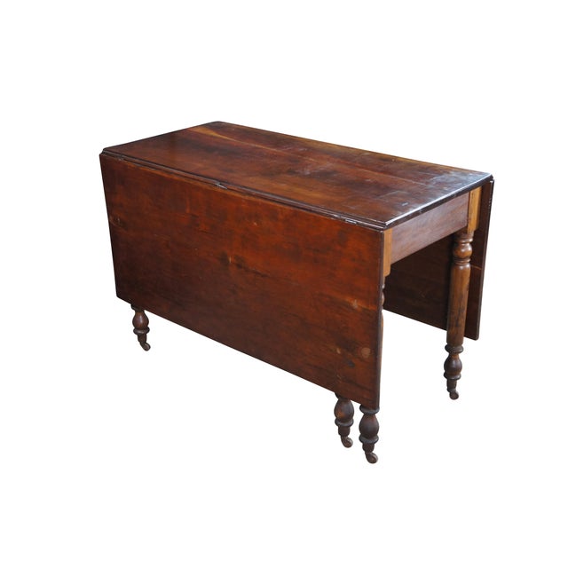 Farmhouse Antique Country Farmhouse Cherry Dropleaf Gateleg Dining Table Console For Sale - Image 3 of 14