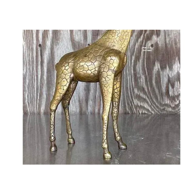 Vintage Hollywood Regency Brass Giraffe Sculpture For Sale - Image 12 of 13