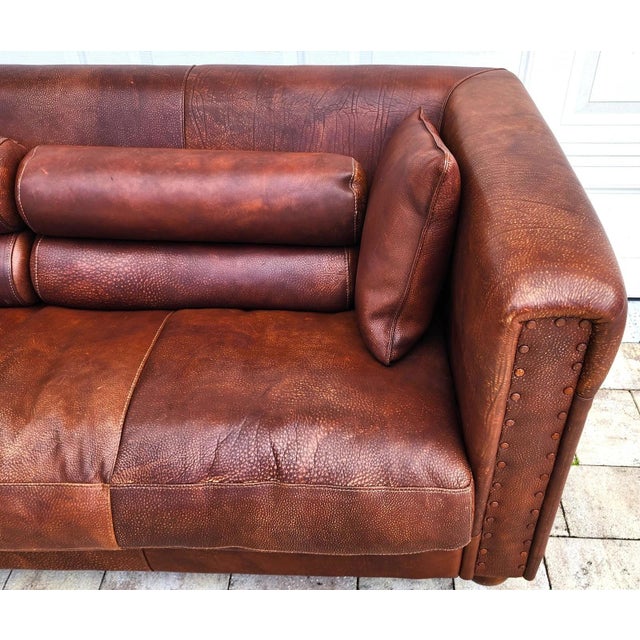 Brown Italian Leather Sofa by Baxter of Italy For Sale - Image 8 of 18