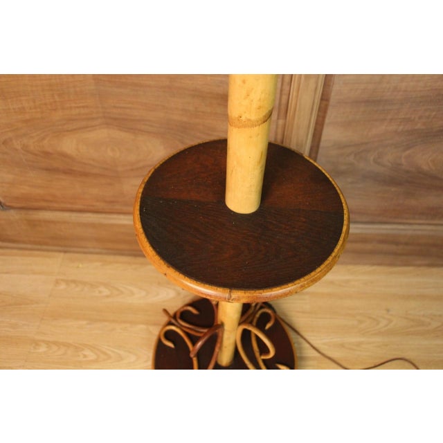 Wood Rattan and Bamboo Floor Lamp, 1960s For Sale - Image 7 of 9