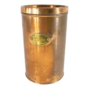 Late 20th Century Copper Clad Rustic Decorative Wine Bottle Holder Coaster
