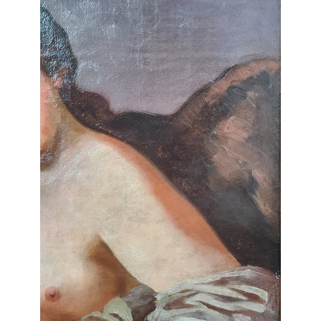Antique Mythological Oil Painting Portrait of a Goddess For Sale - Image 9 of 14