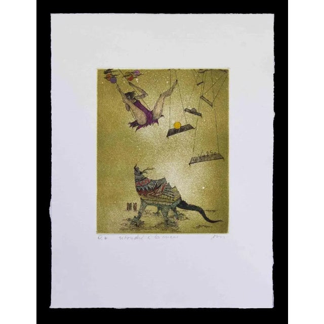 Burin engraving on Magnani-Pescia paper. Paper size 39cmx29,5cm, work size 22cmx17,5cm. Excellent condition, no defects....