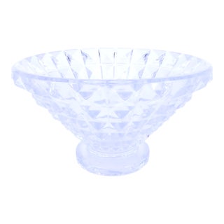 Vintage Geometric Diamond Relief Patterns Crystal Bowl For Sale
