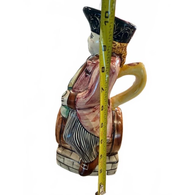 Vintage Portuguese Faianças Santana Toby-Style Character Pitcher For Sale - Image 9 of 11