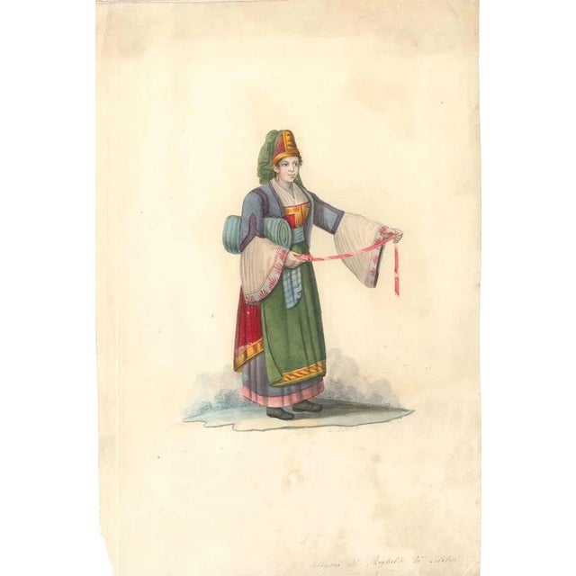 Watercolour on ivory colored paper, early XIX century. Hand-titled and signature in black ink (both not readable)on lower...