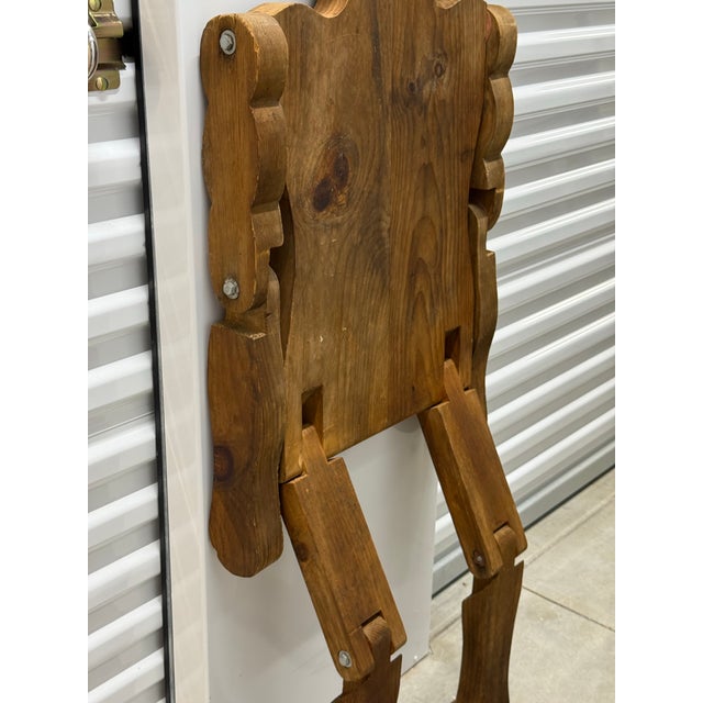 Mid 20th Century Life Size Articulating Wood Man; Folk Art Wood Sculpture For Sale - Image 12 of 12
