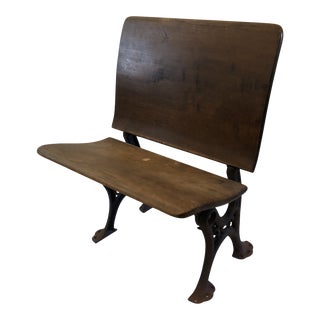 Late 19th Century Rustic Child's School Desk Folding Bench For Sale