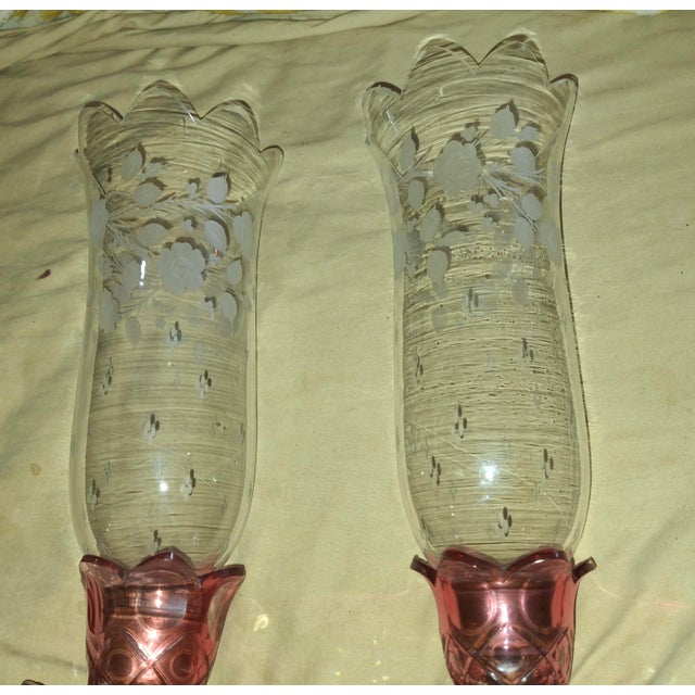 19th Century French Art Nouveau Red Art Glass/ Crystal Gilt Bronze Candle Wall Sconces Attrib. Baccarat True Left and Right Form For Sale - Image 11 of 18
