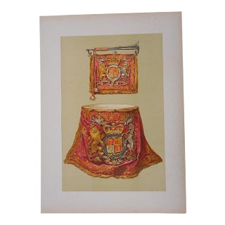 Antique Lithograph-Musical Instruments-State Trumpet & Kettledrum-England For Sale