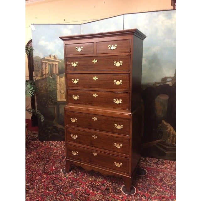 Mid 19th Century Antique Chest on Chest, Mahogany Tall Dresser For Sale - Image 5 of 14