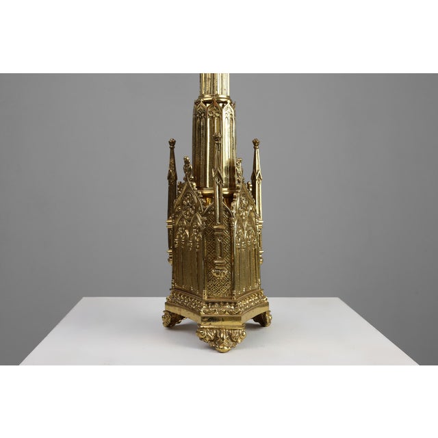 French Neo‑Gothic Copper Church Candleholder, 1880 For Sale - Image 3 of 13