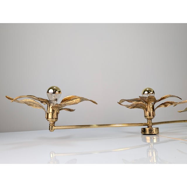 Gold Wall Lamp with Three Flowers by Willy Daro, 1970s For Sale - Image 8 of 9