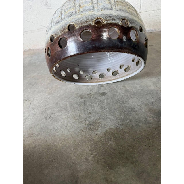 Ceramic Pendant Lamp Shade Studio Pottery Light Fixture Mid-Century Modern 1970s For Sale In Los Angeles - Image 6 of 10