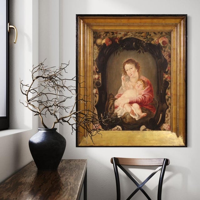 Flemish Artist, Madonna and Child, 1670, Oil on Panel For Sale - Image 11 of 17