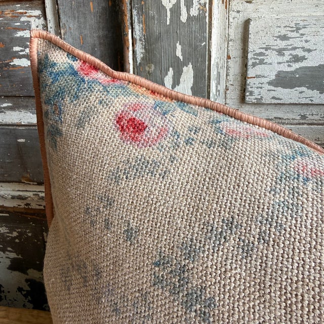 French French Linen Lumbar Pillow Case- Pompadour Nude 12 For Sale - Image 3 of 5