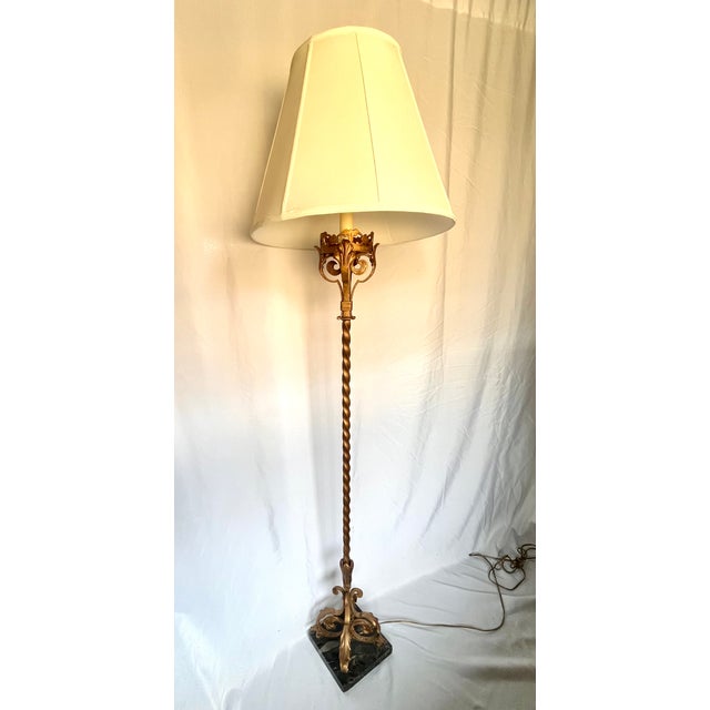 Vintage Gilt Bronze Floor Lamp W/Marble Base For Sale - Image 4 of 13