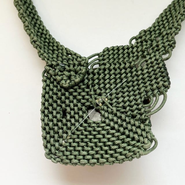 1990s Cambodia Macramé Metal & Jade Necklace For Sale - Image 4 of 10