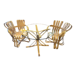 Frank Gehry Cross Check Chairs and Face Off Table Set of 3