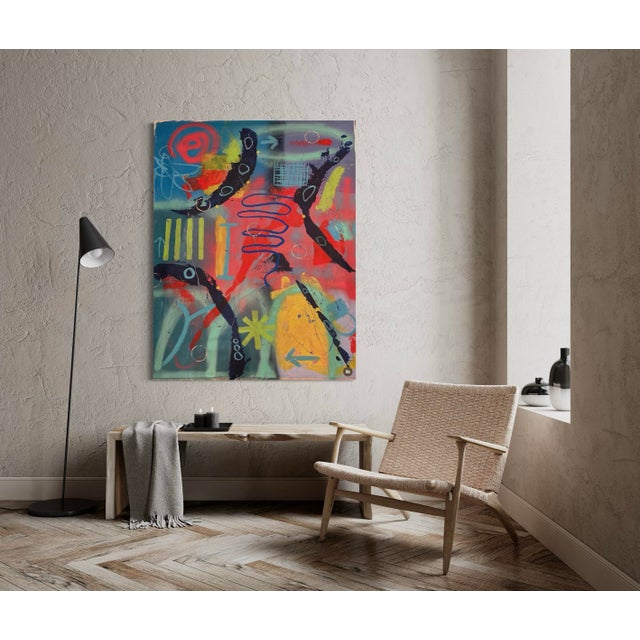 Textile “Fun Zone” Large Format Original Mixed Media Abstract Painting For Sale - Image 7 of 8
