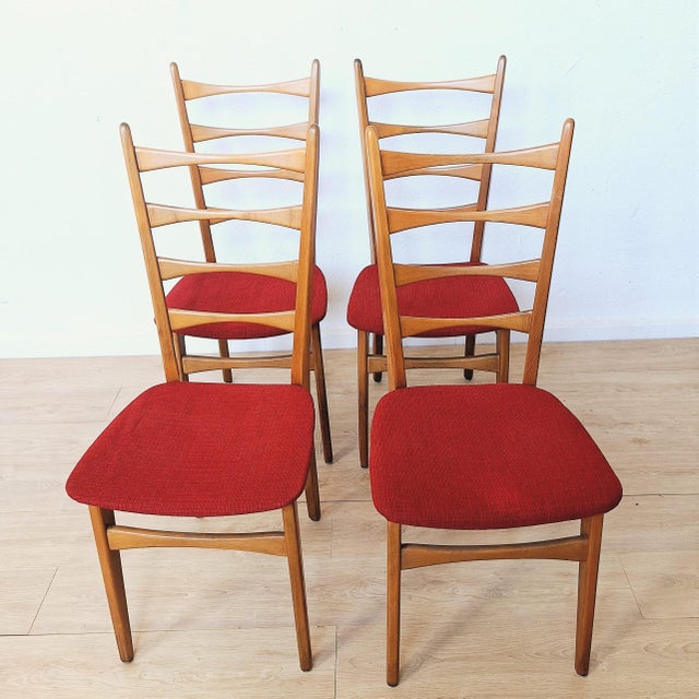 Brown Four Ladder Back Side Chairs, 1950s, Set of 4 For Sale - Image 8 of 13