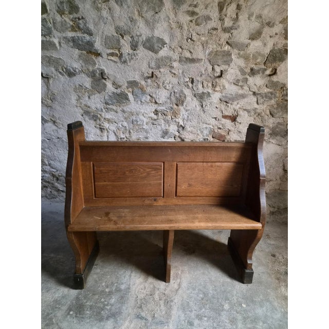 Antique Oak Church Pew Hall Bench, 1900s For Sale - Image 13 of 15