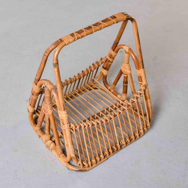 Mid-Century Italian Albini-Style Bamboo Magazine Basket For Sale - Image 10 of 11
