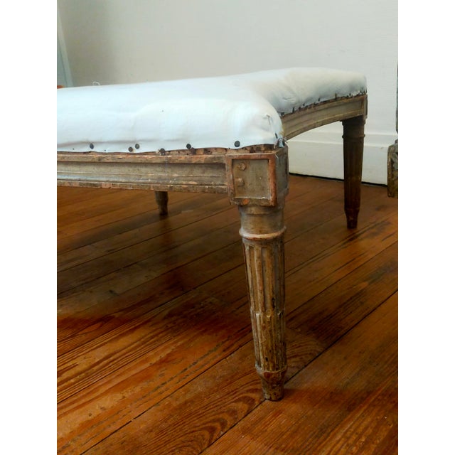 Set of Antique Louis XVI Lounge Chair and Ottoman, 1700s For Sale - Image 5 of 10