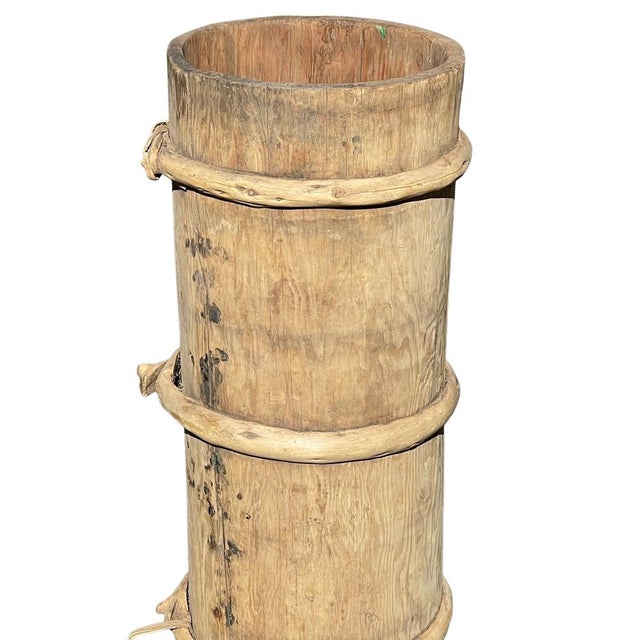 Boho Chic Vintage Wooden Planter For Sale - Image 3 of 4