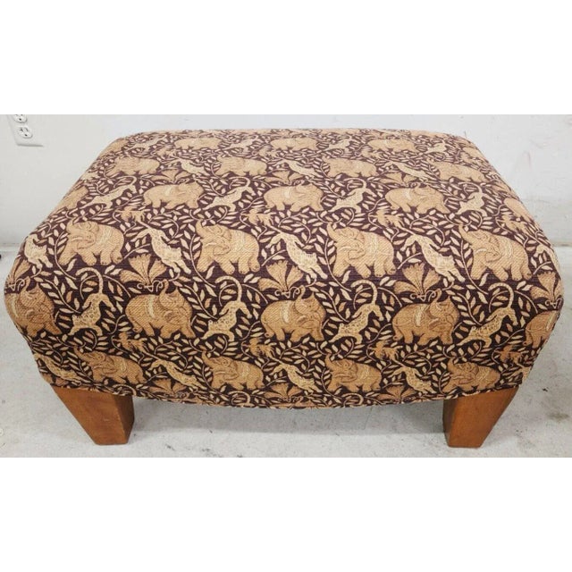 Wingback Armchair & Ottoman Elephants & Leopards Custom Designer For Sale - Image 9 of 12