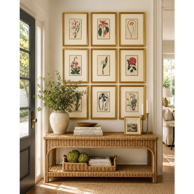 An exquisite collection of 9 original copper engravings by the esteemed William Curtis, each beautifully presented in...