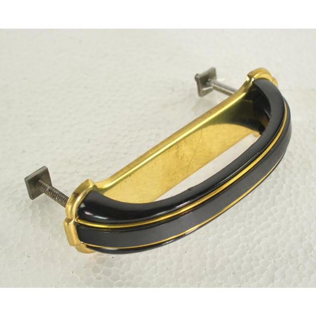 Mid-Century Modern 1950s European 4.25 In. Black & Gold Cabinet Drawer Pull For Sale - Image 3 of 7