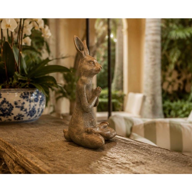 Vintage Cast Iron Meditating Yoga Hare Statue For Sale - Image 10 of 12