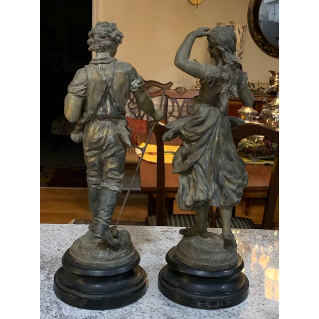 Late 19th Century Auguste Moreau Pair of Late 19th-Century French Figures, “The Shepherd and the Shepherdess” For Sale - Image 5 of 11