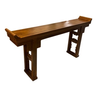 Asian Walnut Winged Altar Table For Sale