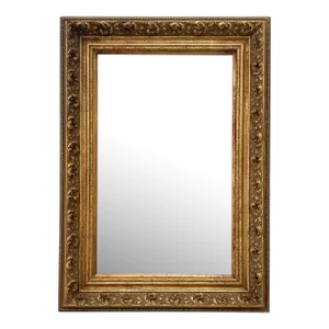 Ornate Gold Mirror Hand-Carved Wood Frame