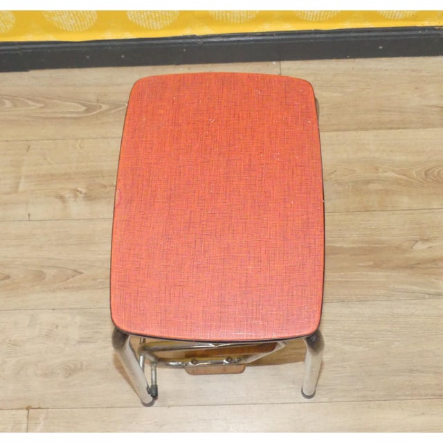Red Folding Step Ladder in Metal and Wood, 1950s For Sale - Image 6 of 9