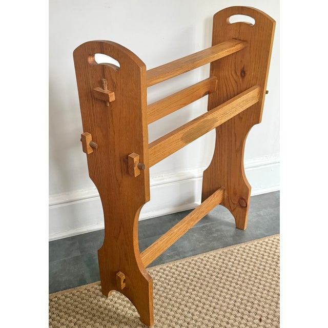 Vintage Benchmade Solid Oak Quilt or Blanket Rack For Sale - Image 9 of 13