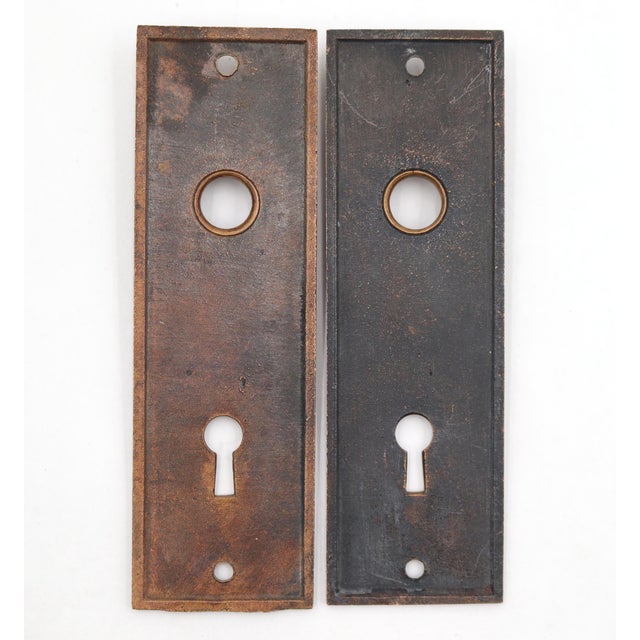 1880s Norwalk Bronze Door Knob & Plate Set For Sale - Image 6 of 9