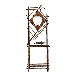 Vintage Boho Tortoise Bamboo Hall Tree For Sale