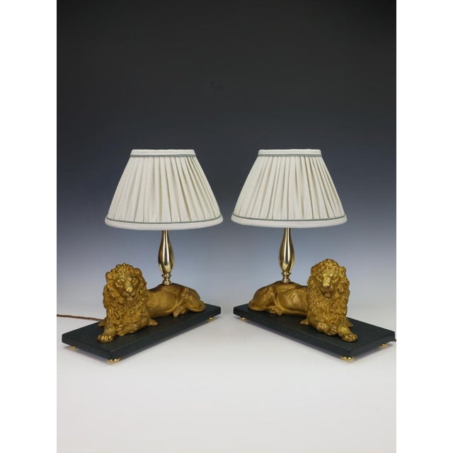 Gilt Bronze Lion Table Lamps attributed to Henri Picard, Paris, 1860s, Set of 2 For Sale - Image 9 of 18