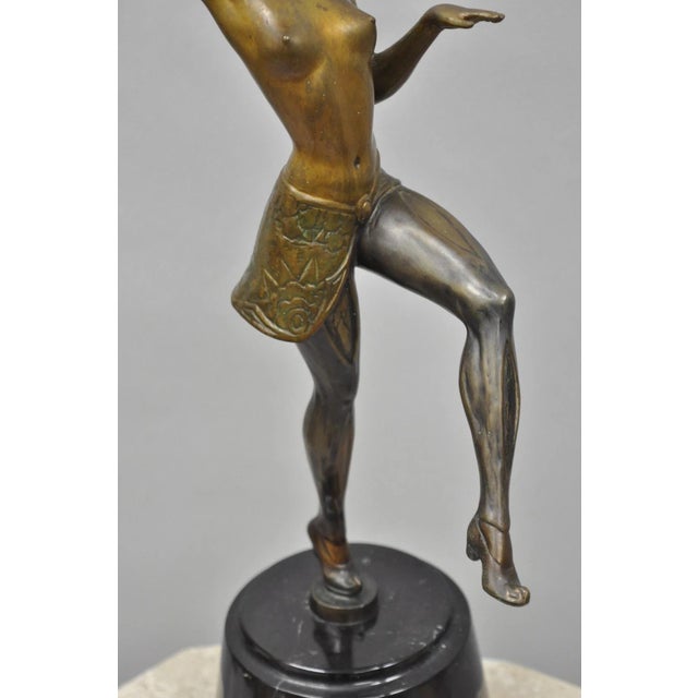 Metal Vintage Reproduction French Art Deco Style Bronze Flapper Dancer Figure Statue For Sale - Image 7 of 17