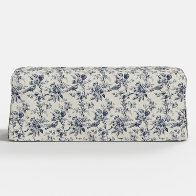 Not Yet Made - Made To Order Slipcover for Stoffer Home x Cloth & Company for Lindy Slipcover Dining Bench in Bird Toile Navy For Sale - Image 5 of 5