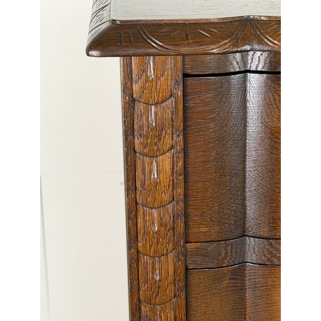 Danish Baroque Oak Serpentine Tallboy Chest of Drawers, 1940s For Sale - Image 9 of 13