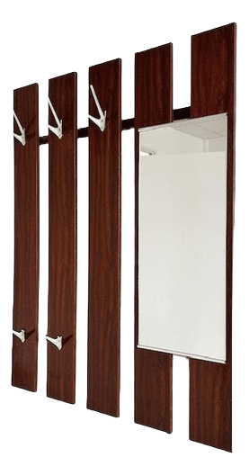 Vintage Danish Wall Coat Rack in Rosewood with Mirror, 1960s